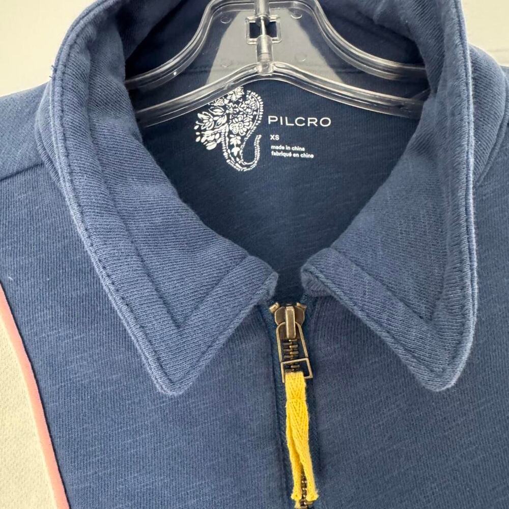 Anthropologie Pilcro Colorblock Quarter Zip Pullover Sweatshirt NWOT XS Retro - Picture 3 of 4